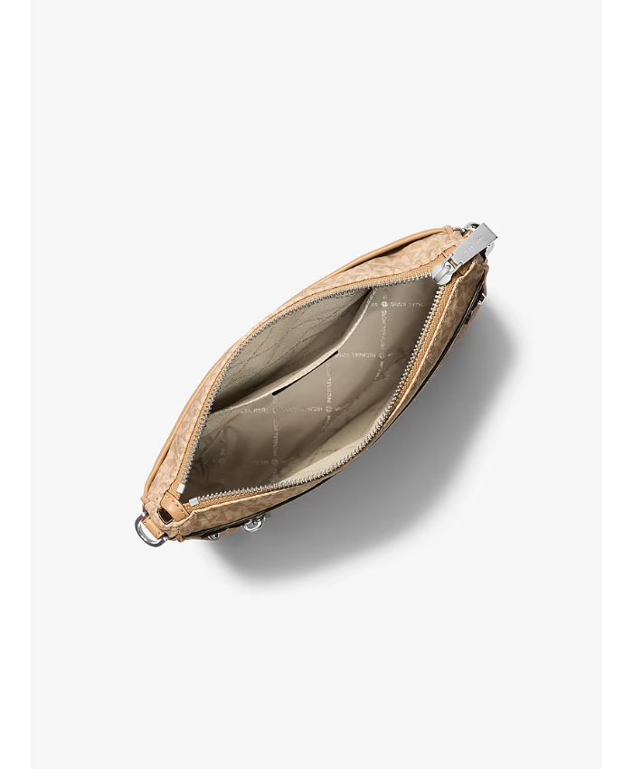 Jet Set Large Logo Print Woven Crossbody Bag