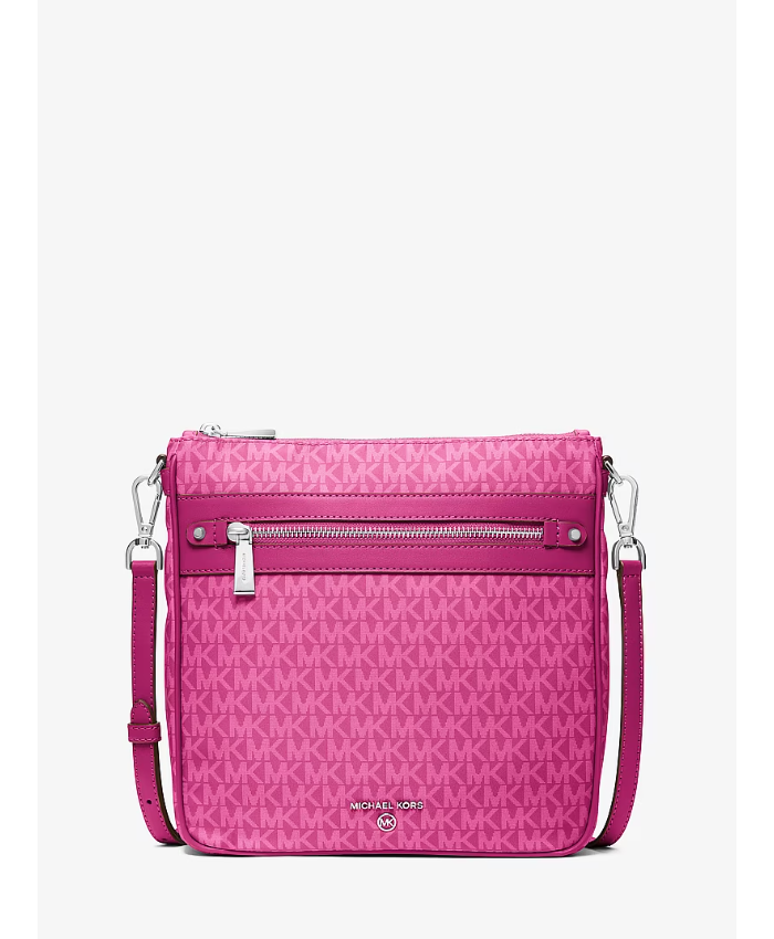 Jet Set Large Logo Print Woven Crossbody Bag