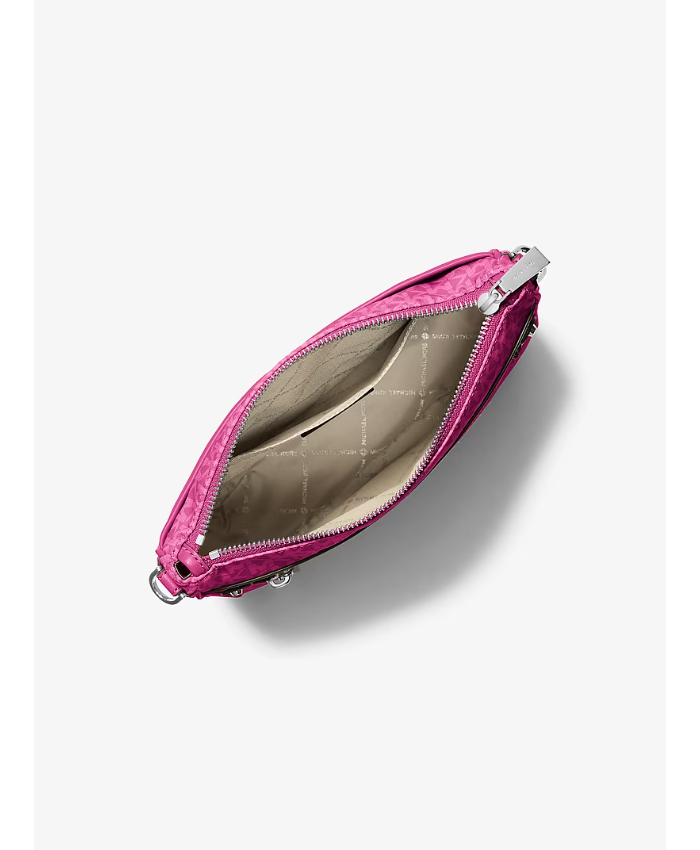 Jet Set Large Logo Print Woven Crossbody Bag