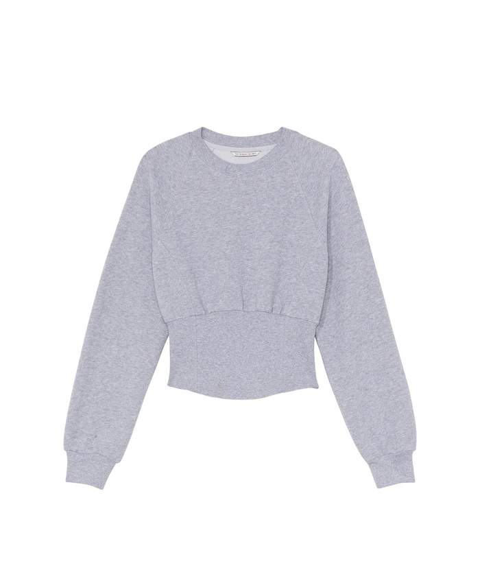 Cotton Fleece Corset Crewneck