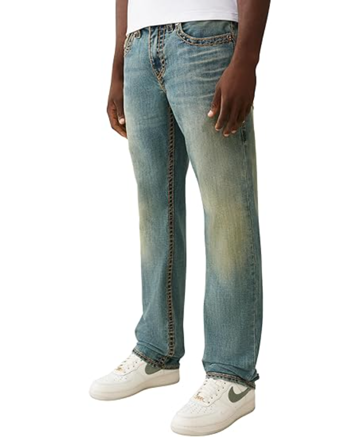 True Religion Ricky Super T Flap Men’s Jeans – Denim Pants With Iconic Stitching & Flap Pockets
