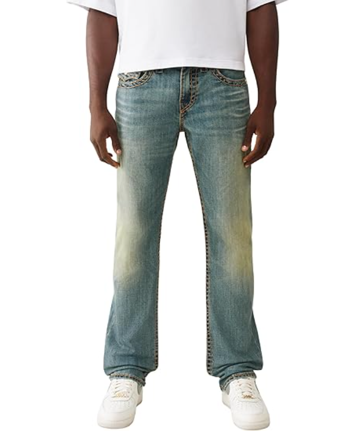 True Religion Ricky Super T Flap Men’s Jeans – Denim Pants With Iconic Stitching & Flap Pockets