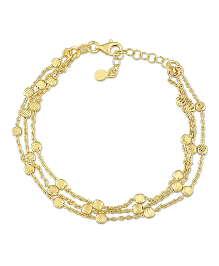 Multi-Strand Chain Bracelet In Yellow Plated Sterling Silver, 7.5 In