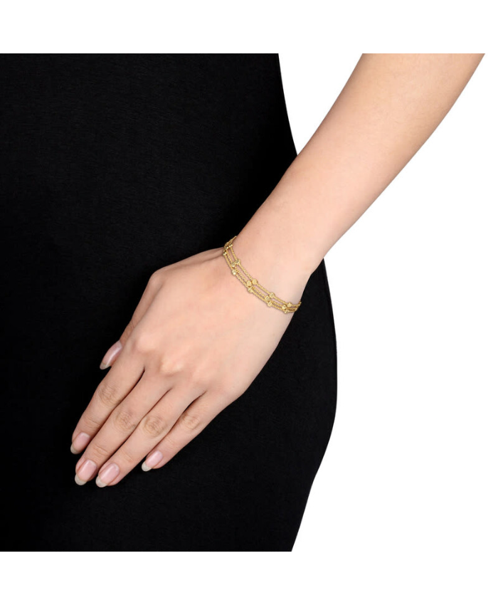 Multi-Strand Chain Bracelet In Yellow Plated Sterling Silver, 7.5 In