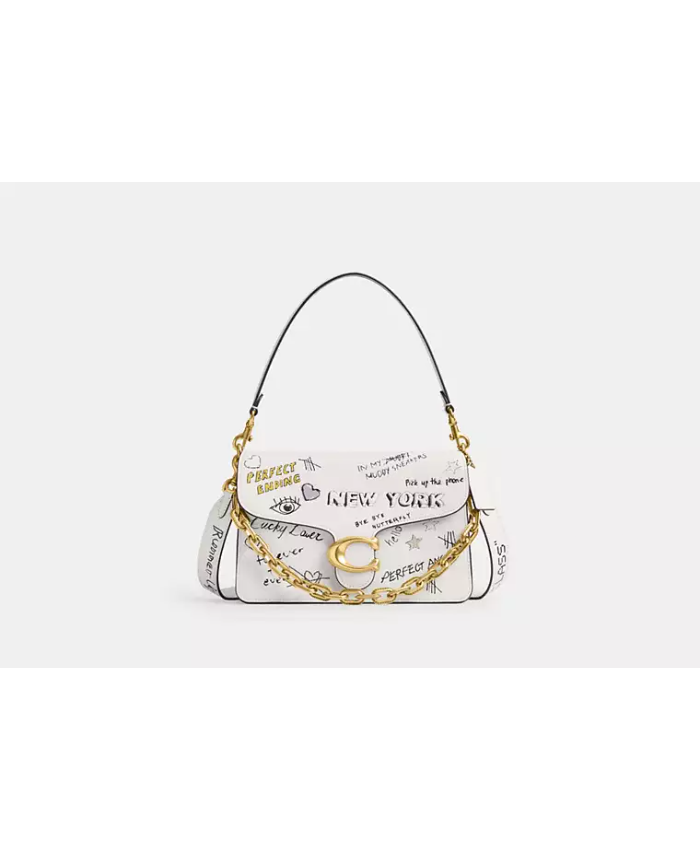 Chain Tabby Shoulder Bag With Sketch Print