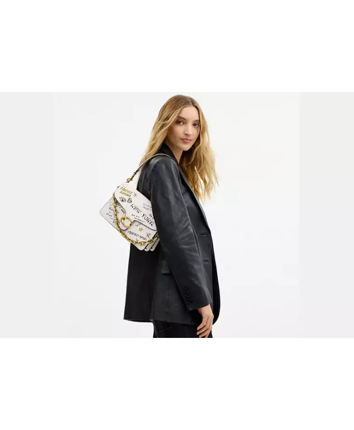 Chain Tabby Shoulder Bag With Sketch Print