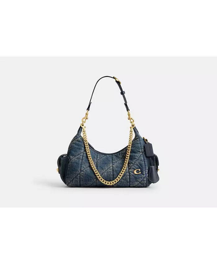 Pocket Juliet Bag 30 In Regenerative Cotton Denim With Quilting