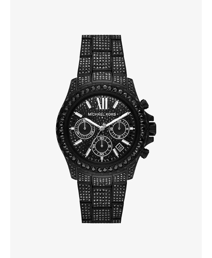 Oversized Everest Pavé Black-Tone Watch
