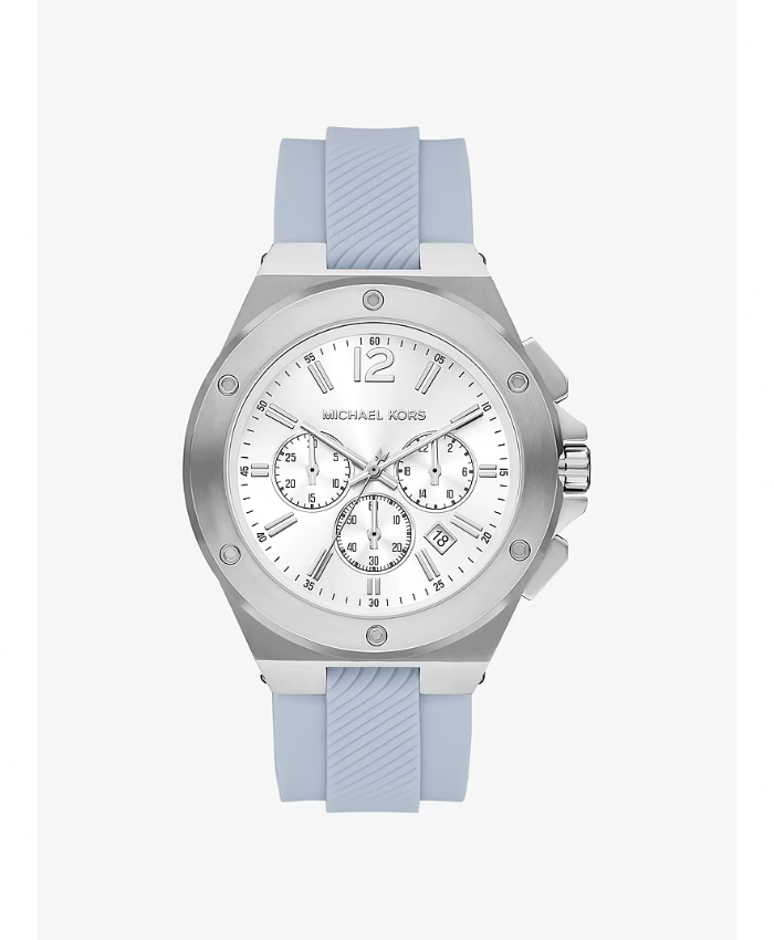 Oversized Lennox Silver-Tone And Silicone Watch