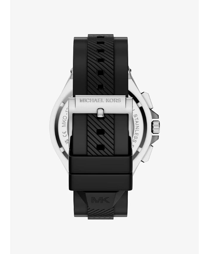 Oversized Lennox Pavé Silver-Tone And Silicone Watch