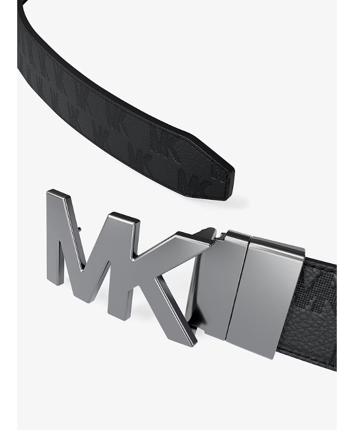 Reversible Logo Embossed Leather Buckle Belt