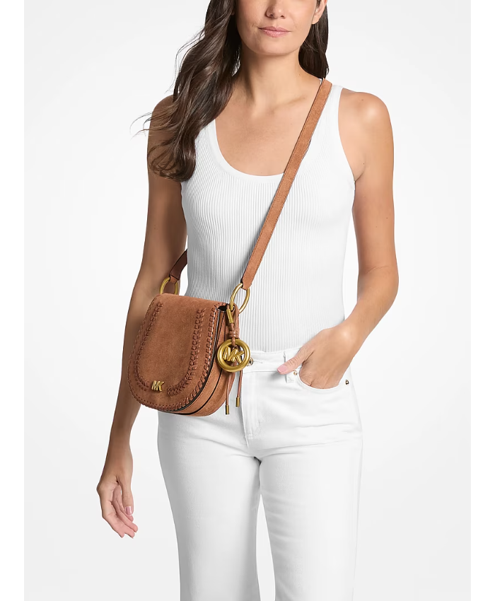 Josie Medium Whipstitched Suede Saddle Bag