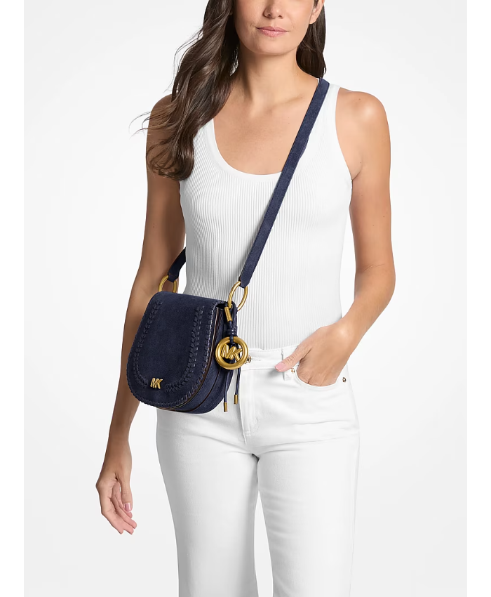 Josie Medium Whipstitched Suede Saddle Bag