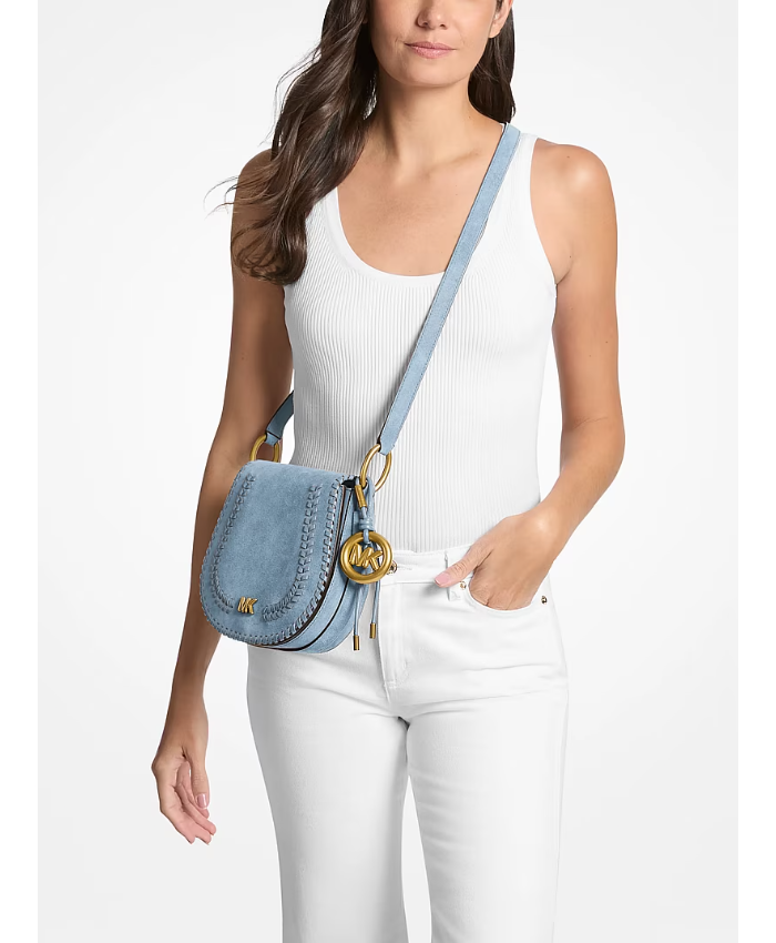 Josie Medium Whipstitched Suede Saddle Bag