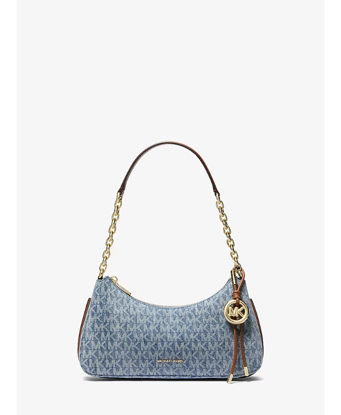 Nolita Medium Signature Logo Print Denim Chain Pochette
