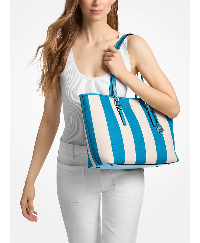 Quinn Large Striped Canvas Tote Bag