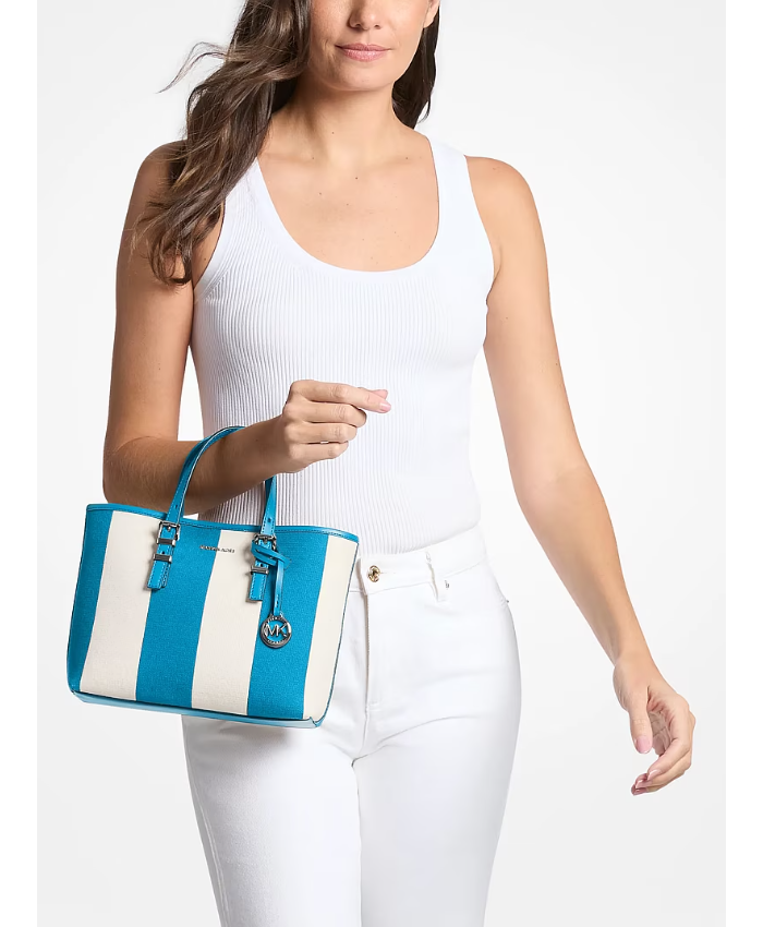 Quinn Small Striped Canvas Convertible Crossbody Bag