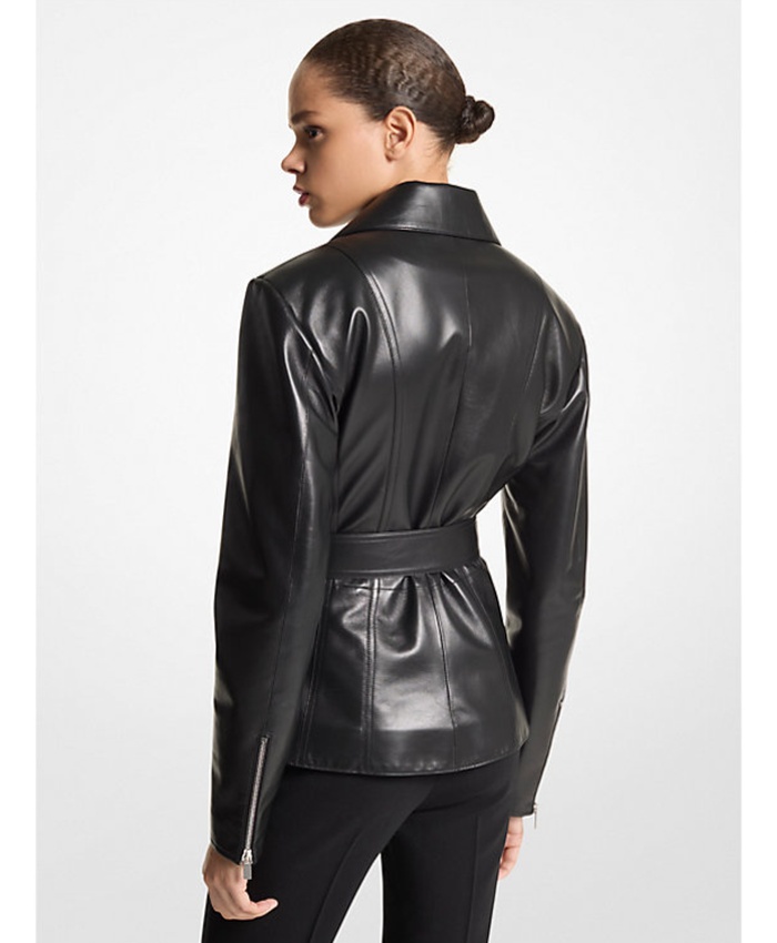 Plongé Leather Belted Moto Jacket