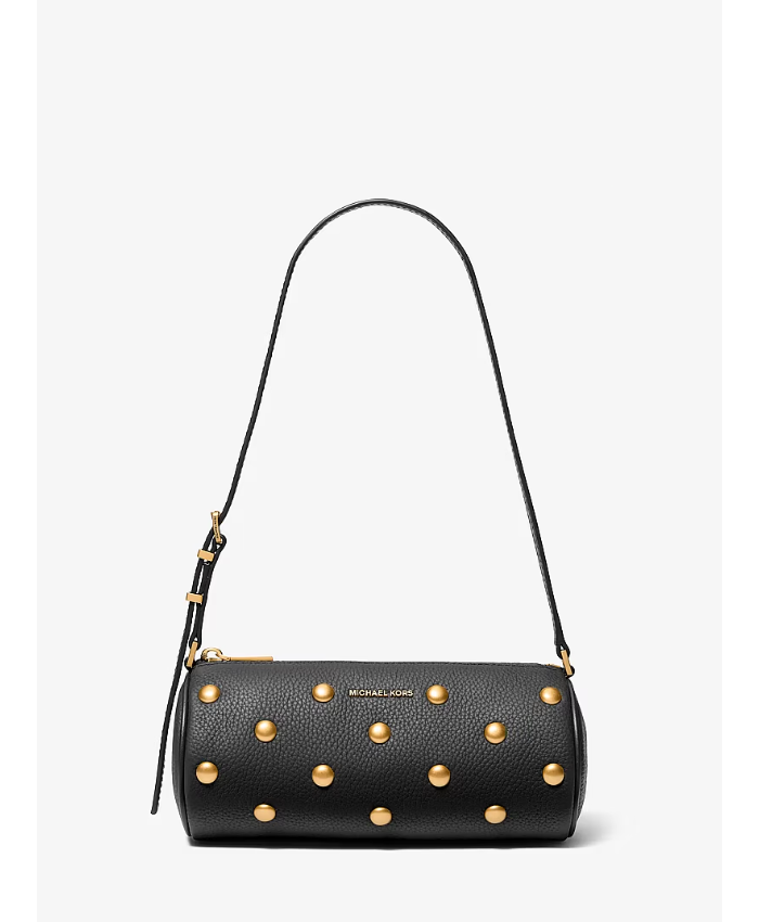 Izzy Small Studded Pebbled Leather Barrel Pochette