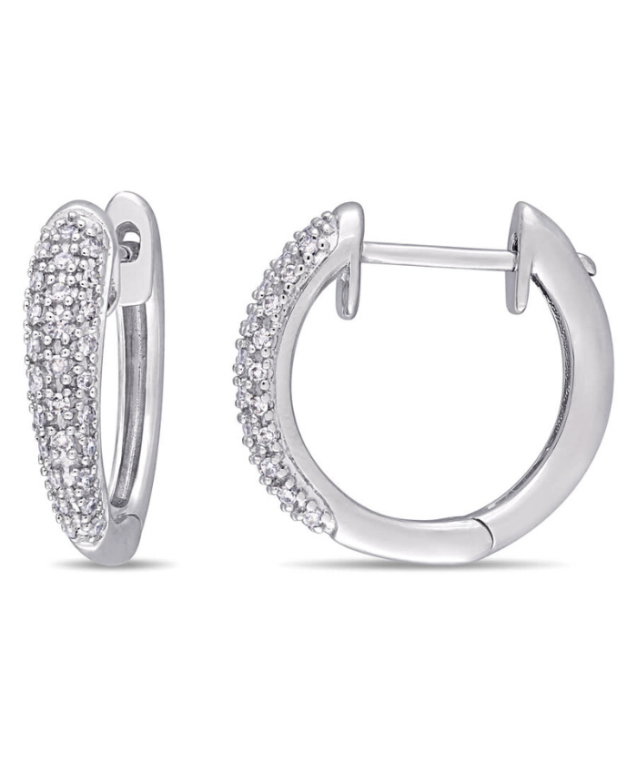 Amour 1/4 CT TW Diamond Hoop Earrings In 14K White Gold