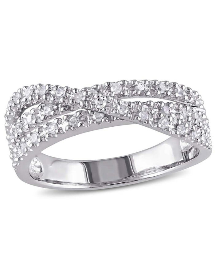 Amour 1/4 CT TW Diamond Crossover Ring In Sterling Silver
