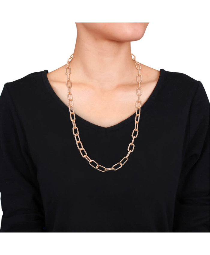 Amour 9mm Fancy Paperclip Chain Necklace In Rose Plated Sterling Silver, 24 In