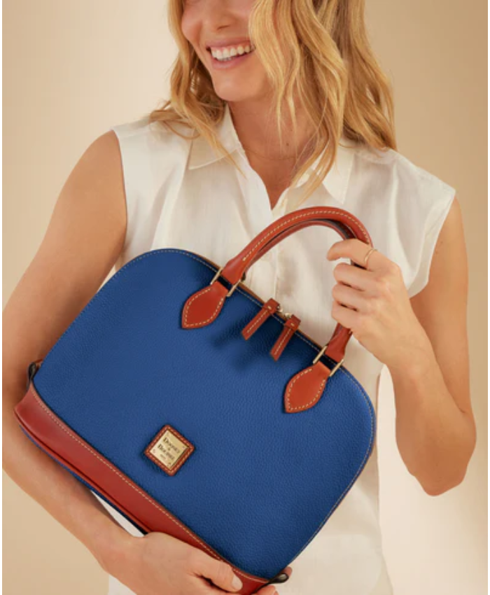 Pebble Grain Zip Zip Satchel