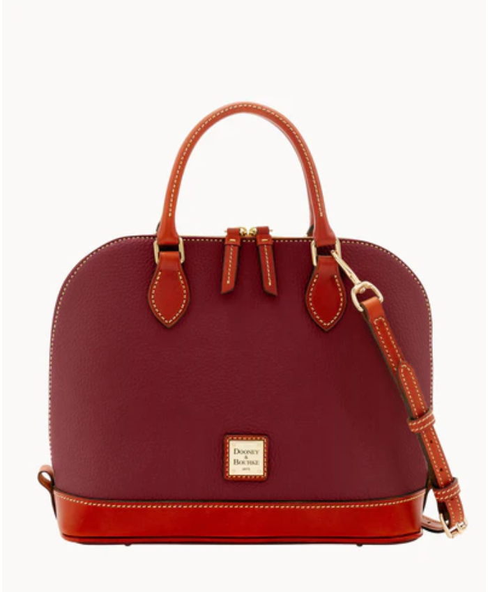 Pebble Grain Zip Zip Satchel