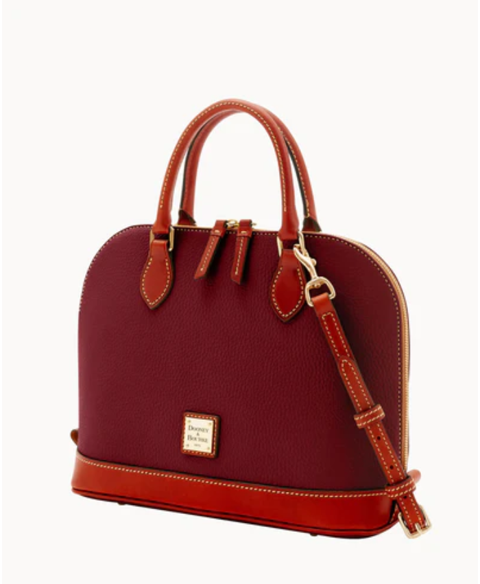 Pebble Grain Zip Zip Satchel