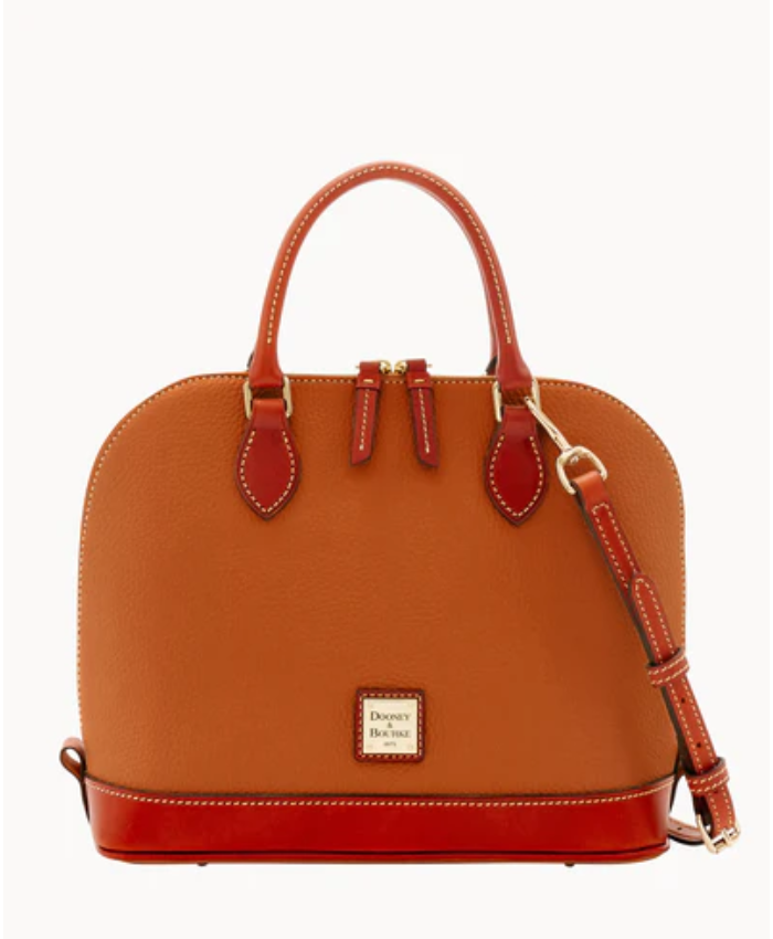 Pebble Grain Zip Zip Satchel