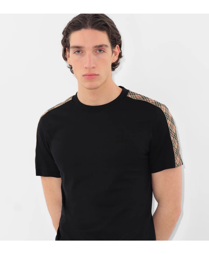 Check Trim Cotton T-shirt