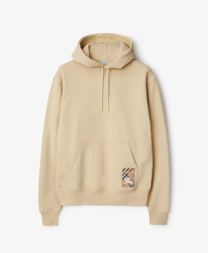 Check Label Cotton Zip Hoodie