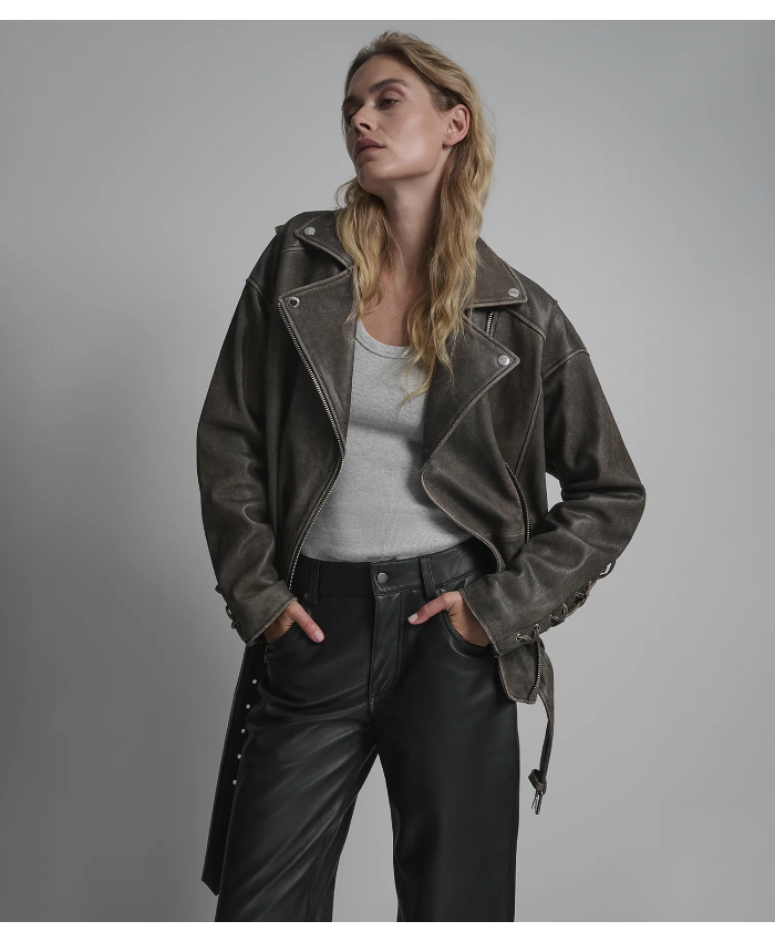 Briana Oversized Asymmetric Leather Moto Jacket