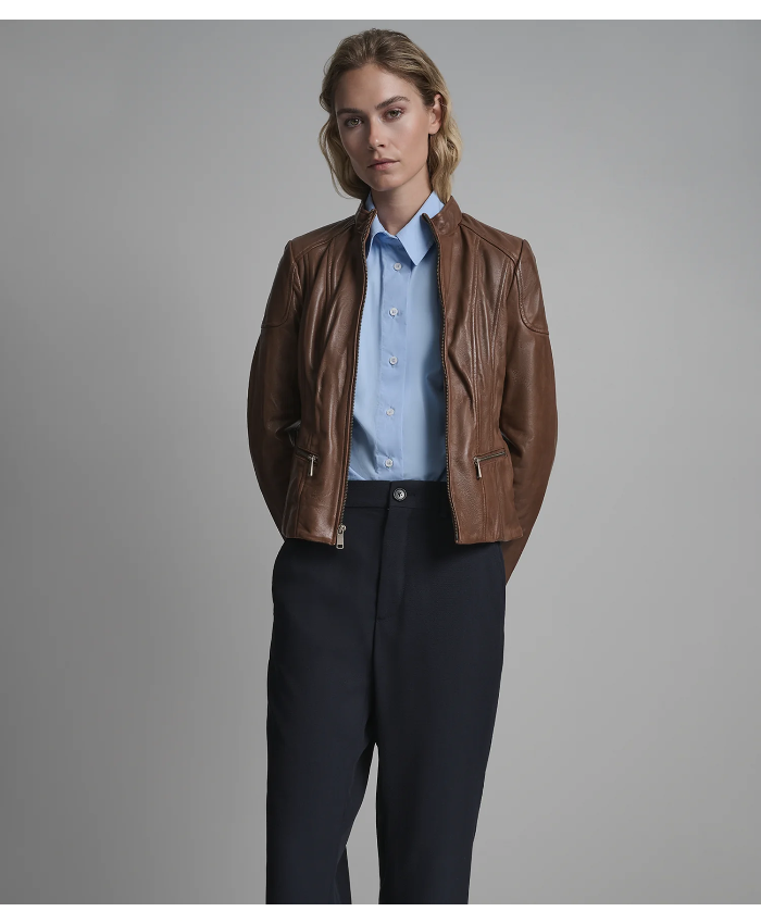 Caitlin Leather Scuba Jacket