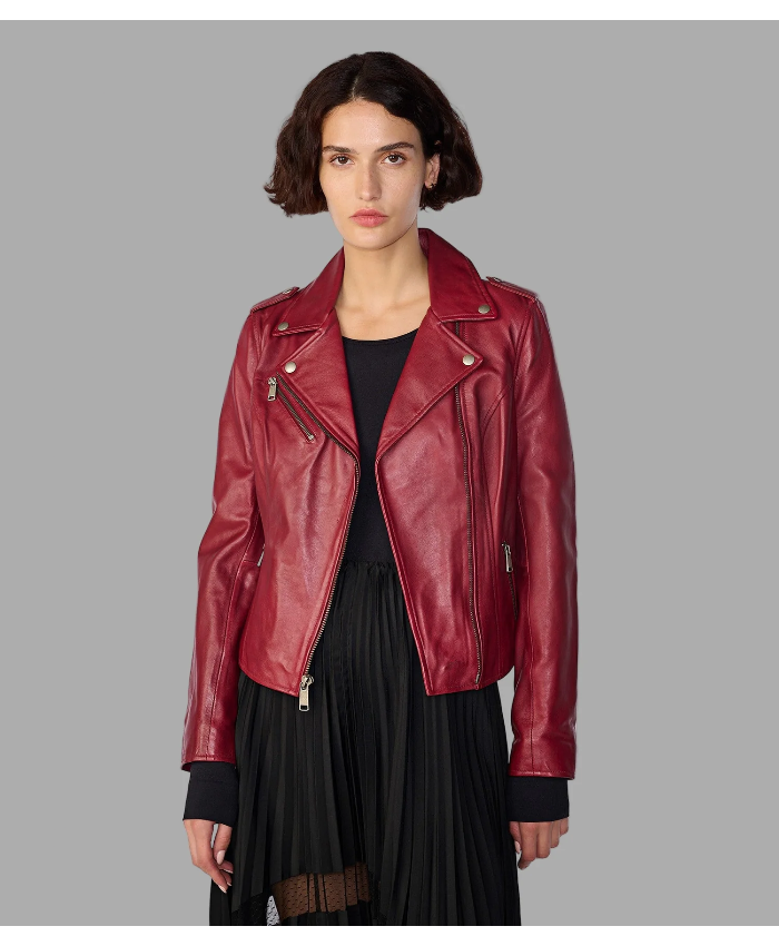 Madeline Asymmetrical Leather Moto Jacket
