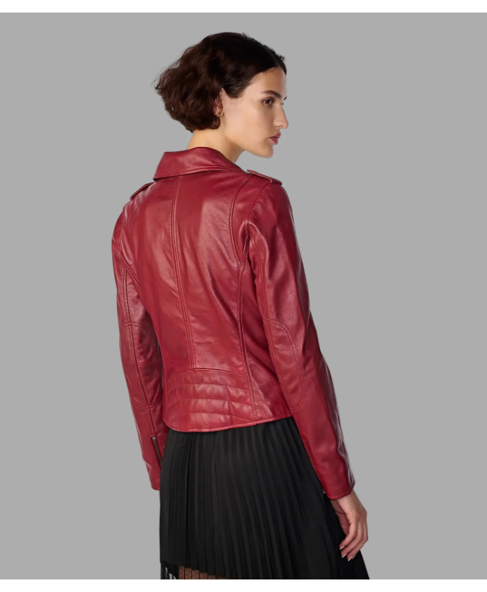 Madeline Asymmetrical Leather Moto Jacket