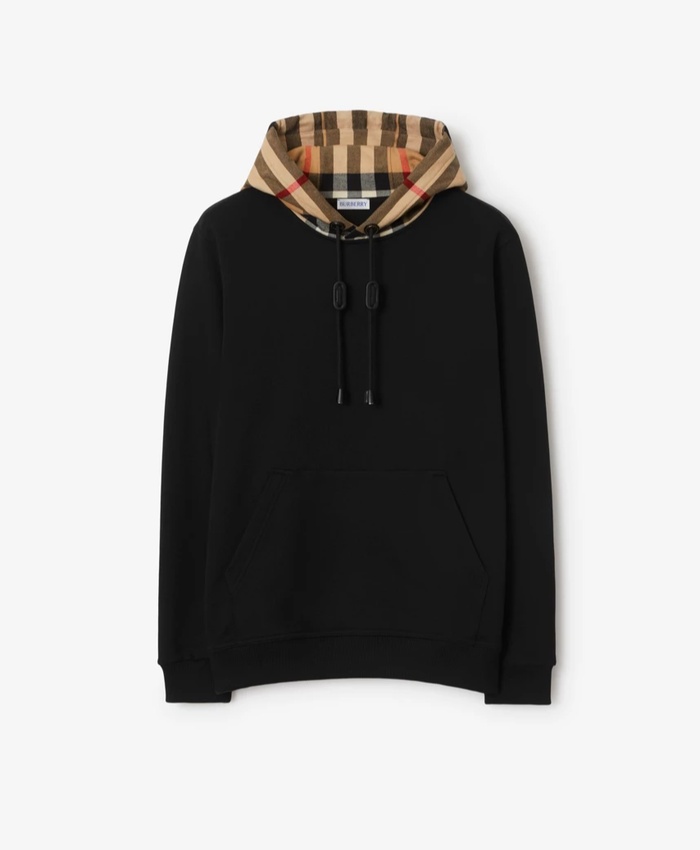 Check Hood Cotton Blend Hoodie