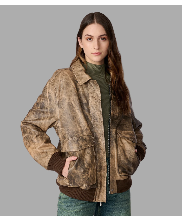 Cassidy Oversized Leather Bomber Jacket