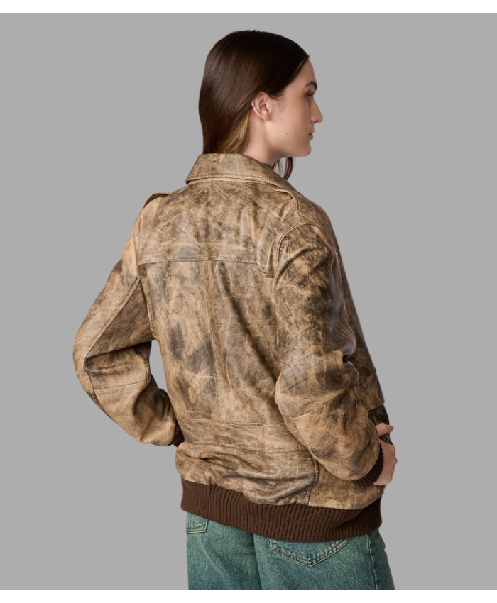 Cassidy Oversized Leather Bomber Jacket