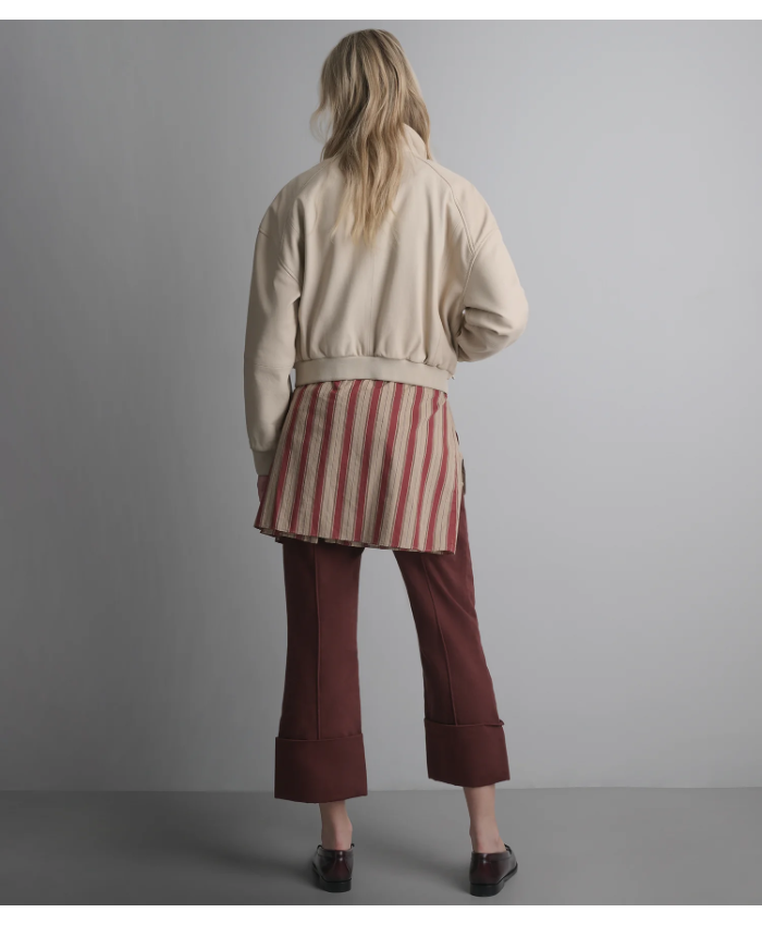 Twila Cropped Leather Bomber Jacket