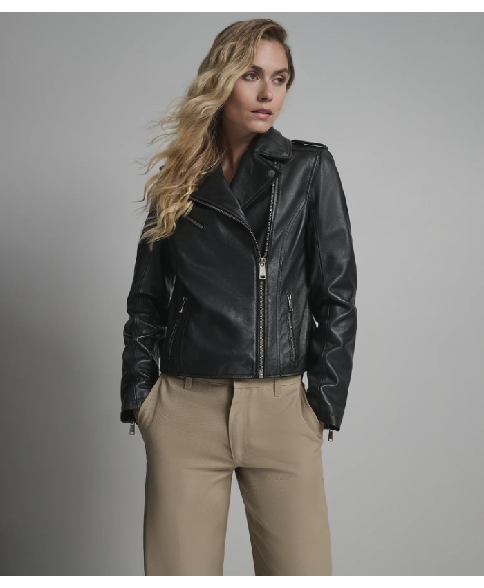 Madeline Asymmetrical Leather Moto Jacket