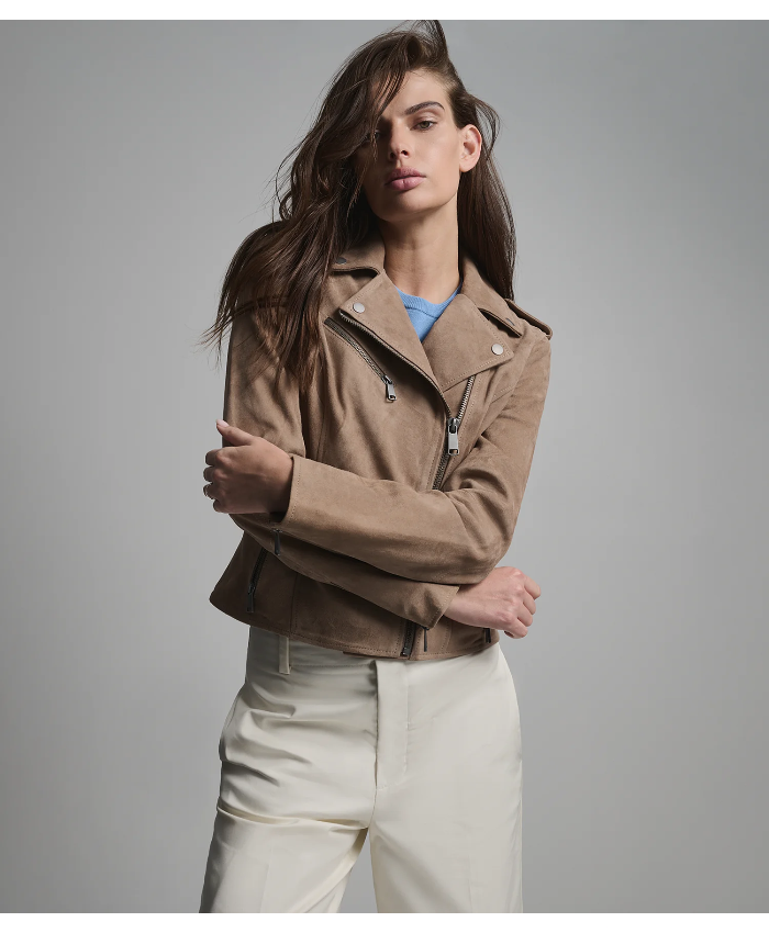 Madeline Suede Quilted Moto Jacket