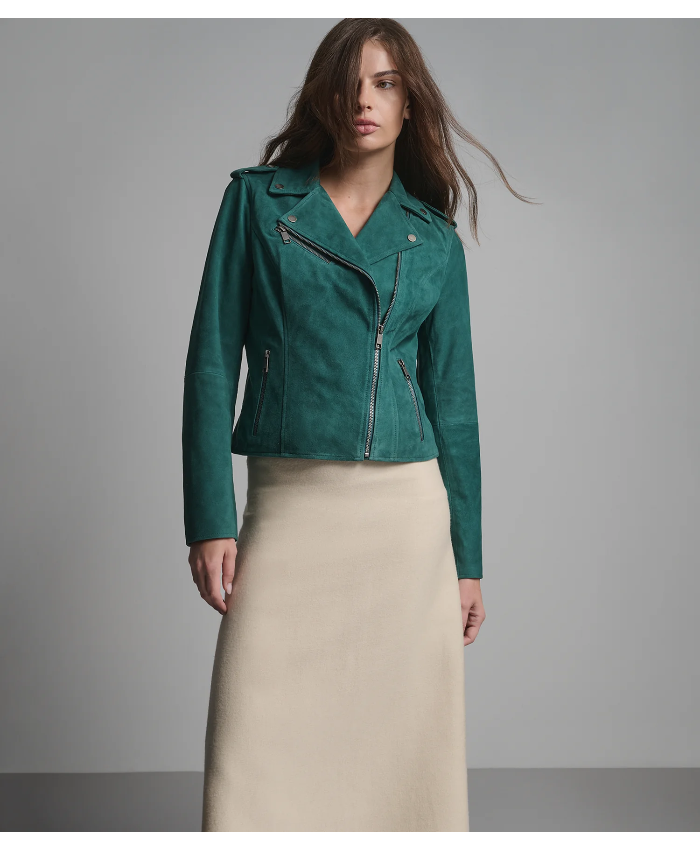 Madeline Suede Quilted Moto Jacket