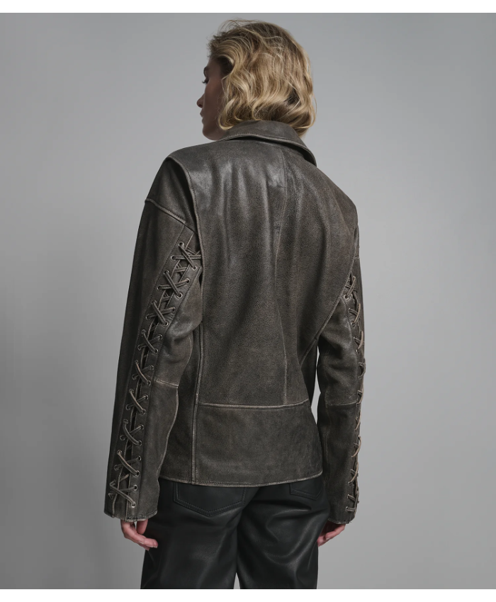 Briana Oversized Asymmetric Leather Moto Jacket