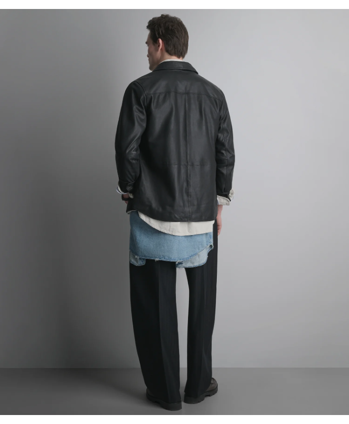 Wren Lightweight Leather Snap Front Shirt Jacket