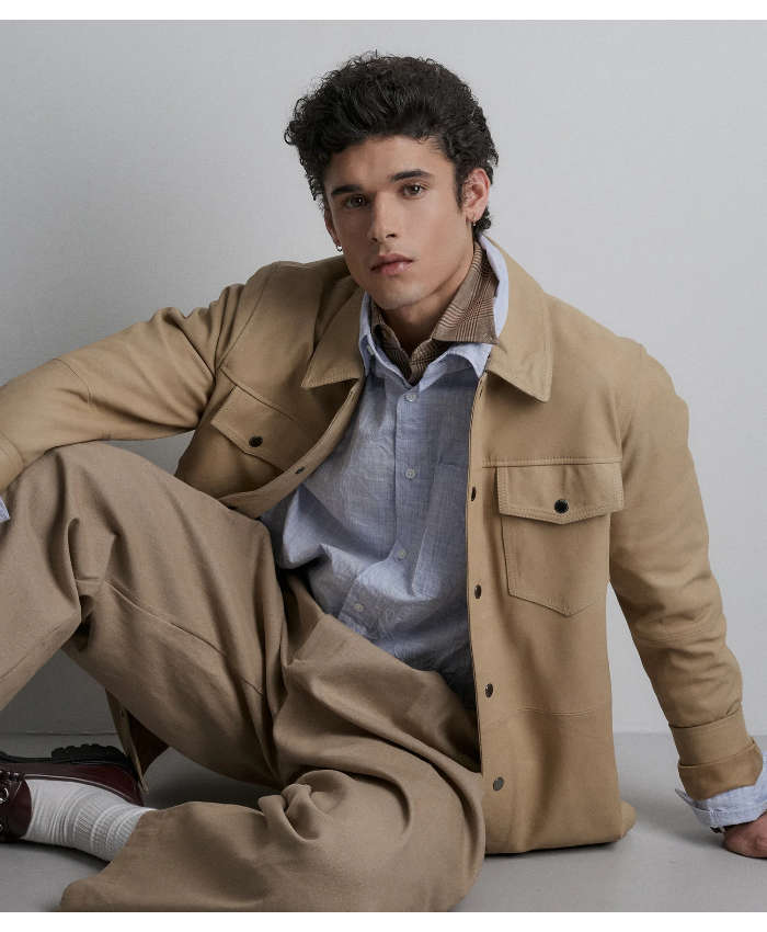Wren Lightweight Leather Snap Front Shirt Jacket