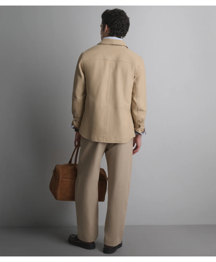 Wren Lightweight Leather Snap Front Shirt Jacket
