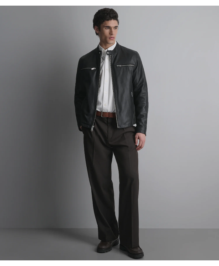 Quinton Lightweight Leather Racer Jacket