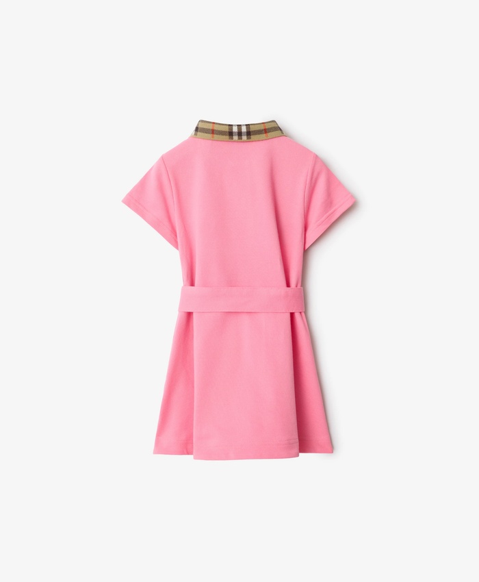 Check Collar Cotton Polo Shirt Dress