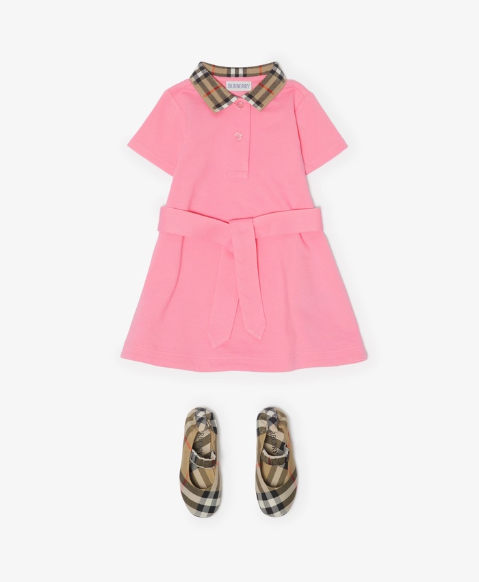 Check Collar Cotton Polo Shirt Dress